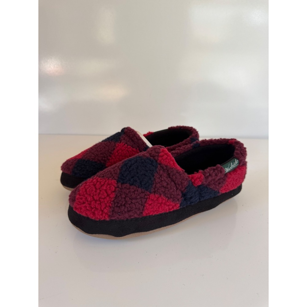 Woolrich Buffalo Plaid Red Black Sherpa Fleece Slippers WR2959 Womens 9